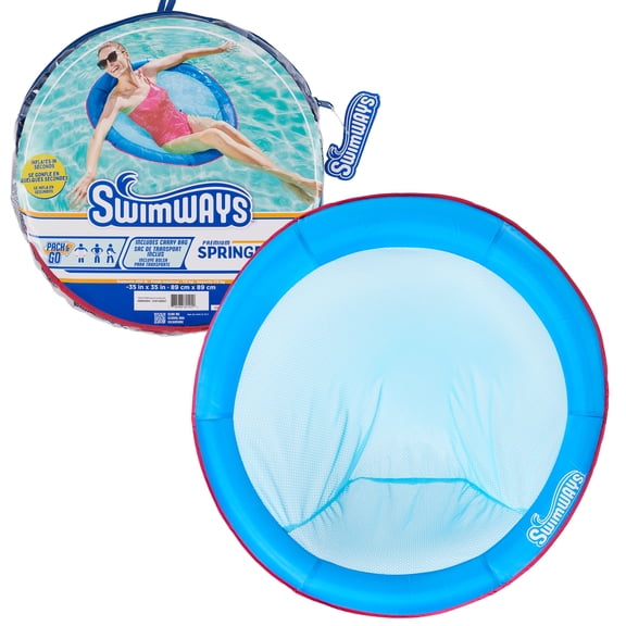 SwimWays Spring Float Premium Papasan Pool Lounger, Inflatable Pool Floats Adult with Fast Inflation for Ages 15 & Up