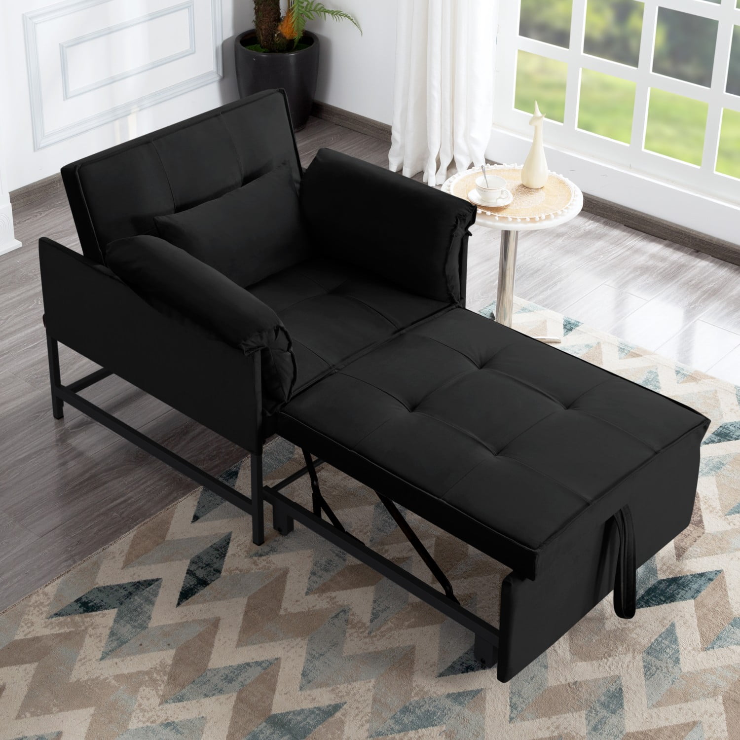 Gewnee Single Convertible Chair Bed, Sleeper Chair Bed 3 in 1, Stepless Adjustable Backrest,Armchair, Sofa Bed Pull Out Sleeper Bed Living Room, Bedroom