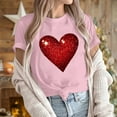 thumbnail image 6 of VKOYWKM Valentine Shirts Women Heart Graphic Tees Spring Short Sleeve T Shirts Romantic Valentine's Day Party Tshirts, 6 of 7
