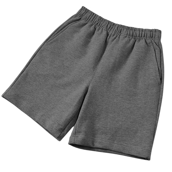 Bmisegm Boys Shorts 5 Inch Inseam Casual Running Gym Workout Breathable Comfortable Elastic Waistband Kids Activewear Sweat Shorts 3-12 Years Grey,7-8 Years