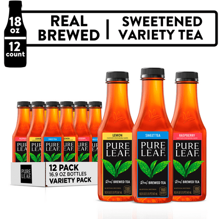 Pure Leaf Real Brewed Variety Pack  Iced Tea Bottled Tea Drink  Sweetened  18.5 oz  12 Bottles