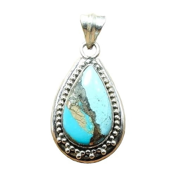 Pyrite Turquoise Gemstone 925 Sterling Silver Handmade Pendant Gift Jewelry For Women