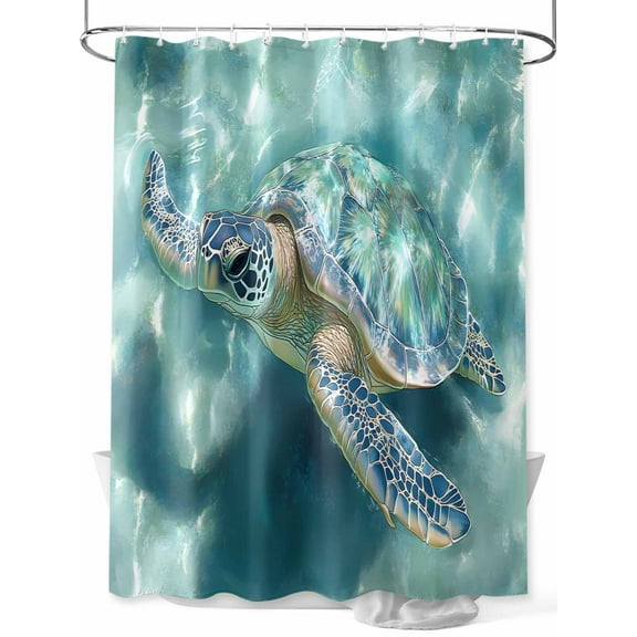 Shower Curtain, Sea Turtle Ocean Life Modern Art Washable Shower Curtain with Hooks Bath Decor Fabric Shower Curtains for Bathroom, Hotel, Stalls, Bathtubs, 54x78 Inch