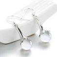 thumbnail image 2 of UDIYO Elegant Women Round Faux Opal Inlaid Flower Dangle Hook Earrings Jewelry Gift, 2 of 7