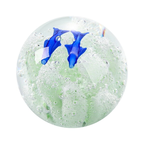 1pcs Hand Blown Ocean Waves Crystal Ball - Glass Collectible Figurines - Paperweight Glass Ball Aquarium DecorOffice Decor，Fish，Green