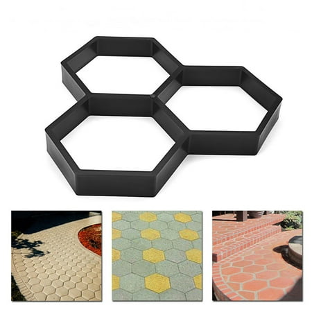 Cement Or Brick Patio DIY 3 Grids Multi-use Paving Stone Mold Model Concrete Stepping Stone Cement Mould Brick Driveway Paving Pavement Mold ()