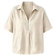 thumbnail image 6 of cfhntfmh Womens Tops Summer Half Sleeve Collared V Neck T-Shirts Zipper Loose Casual Workout Shirts Solid Color Clothes, 6 of 6