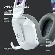 Logitech G733 LIGHTSPEED Wireless Gaming Headset with suspension headband, LIGHTSYNC RGB, Blue VO!CE mic technology and PRO-G audio drivers, White