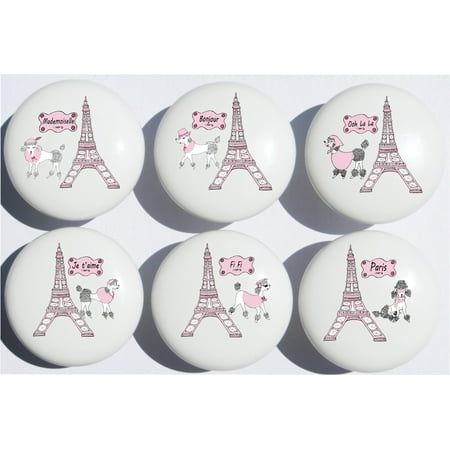 Poodles In Paris Drawer Pull Knobs Eiffel Tower Paris Ceramic