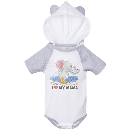

Inktastic I Love My Mama Cute Elephants with Moon and Stars Gift Baby Boy or Baby Girl Bodysuit