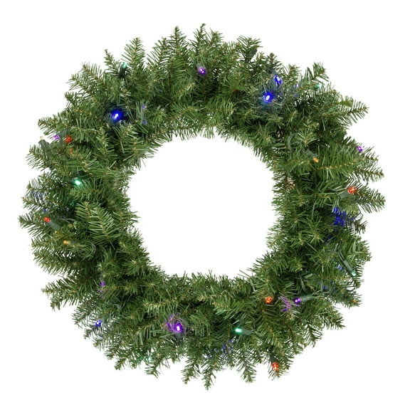 Northlight Pre-Lit Rockwood Pine Artificial Christmas Wreath - 24" - Multi LED Lights