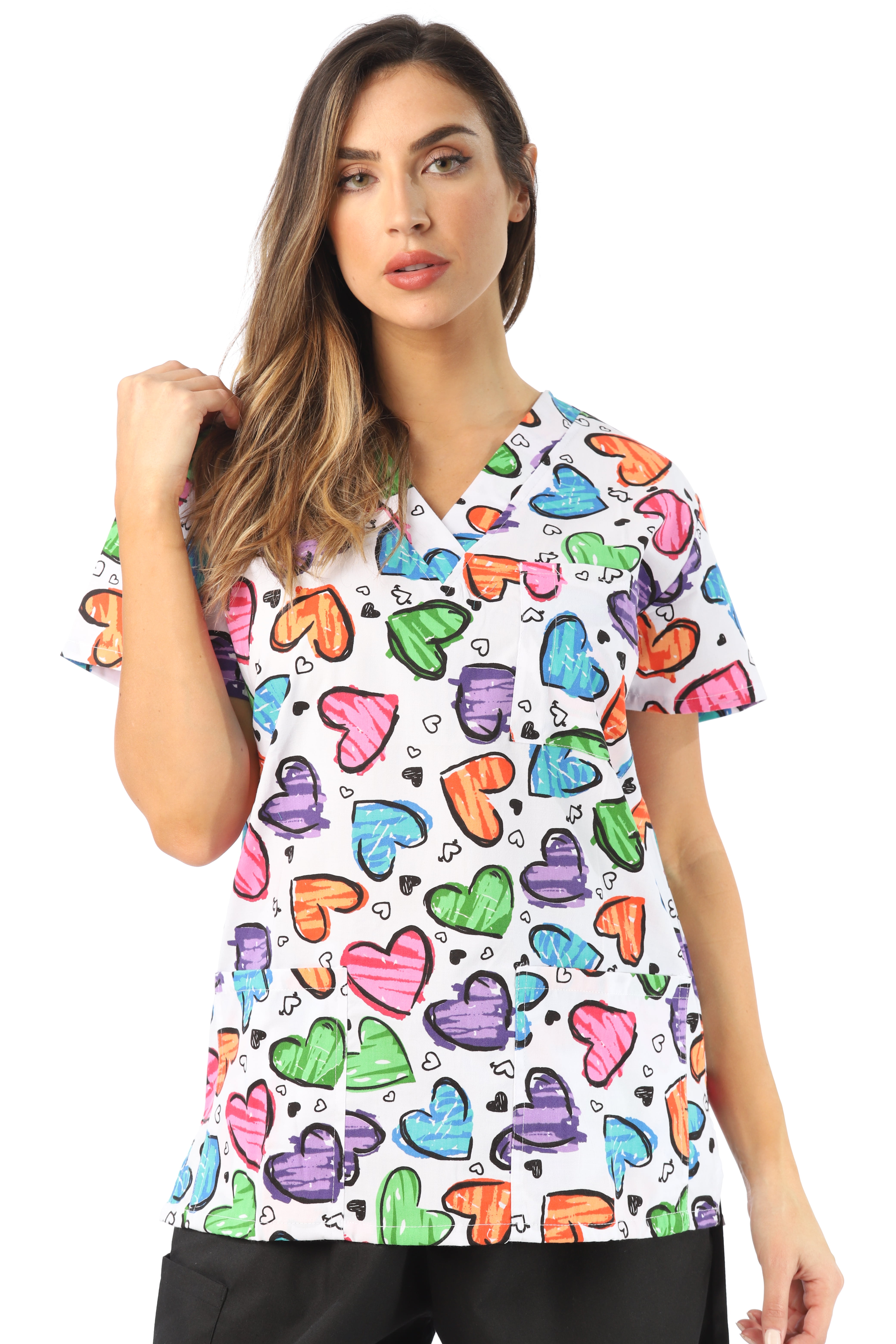 Download Just Love - Just Love Women's Scrub Tops / Scrubs - Pink Flower (White Heart New, X-Large ...