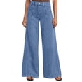 thumbnail image 3 of RongHuan Women's Wide Leg Jeans Casual High Waisted Workout Pants Relaxed Fit Stretch Denim Pants for Daily, 3 of 9