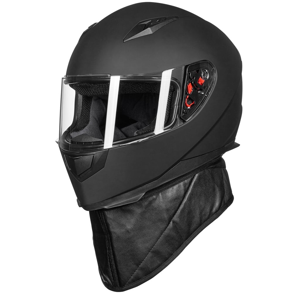 ILM Full Face Motorcycle Street Bike Helmet with Removable Winter Neck Scarf + 2 Visors DOT Model-JK313