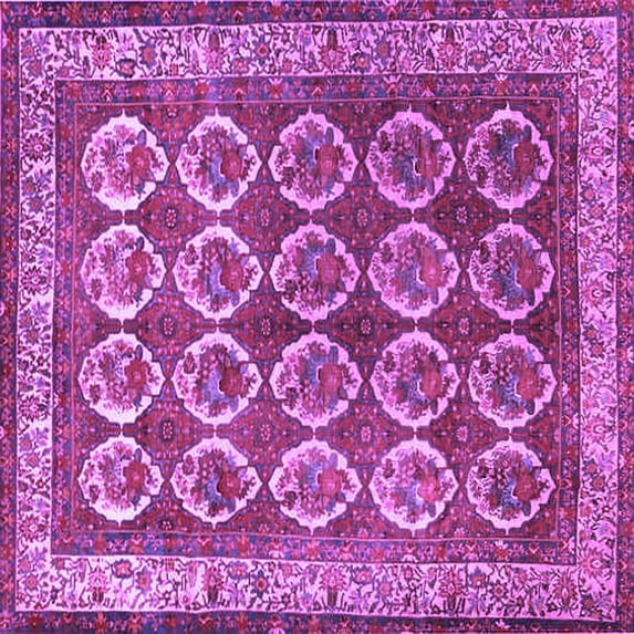 Ahgly Company Indoor Square Persian Purple Traditional Area Rugs, 8' Square