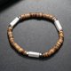 thumbnail image 1 of Xiao Hua Pulsera de cuentas de concha de coco hecha a mano para apilar, pulsera ajustable trenzada hecha a mano para mujeres y hombres (talla M), 1 of 5