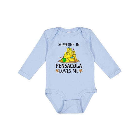 Inktastic Someone in Pensacola Loves Me Beach Vacation Boys or Girls Long Sleeve Baby Bodysuit