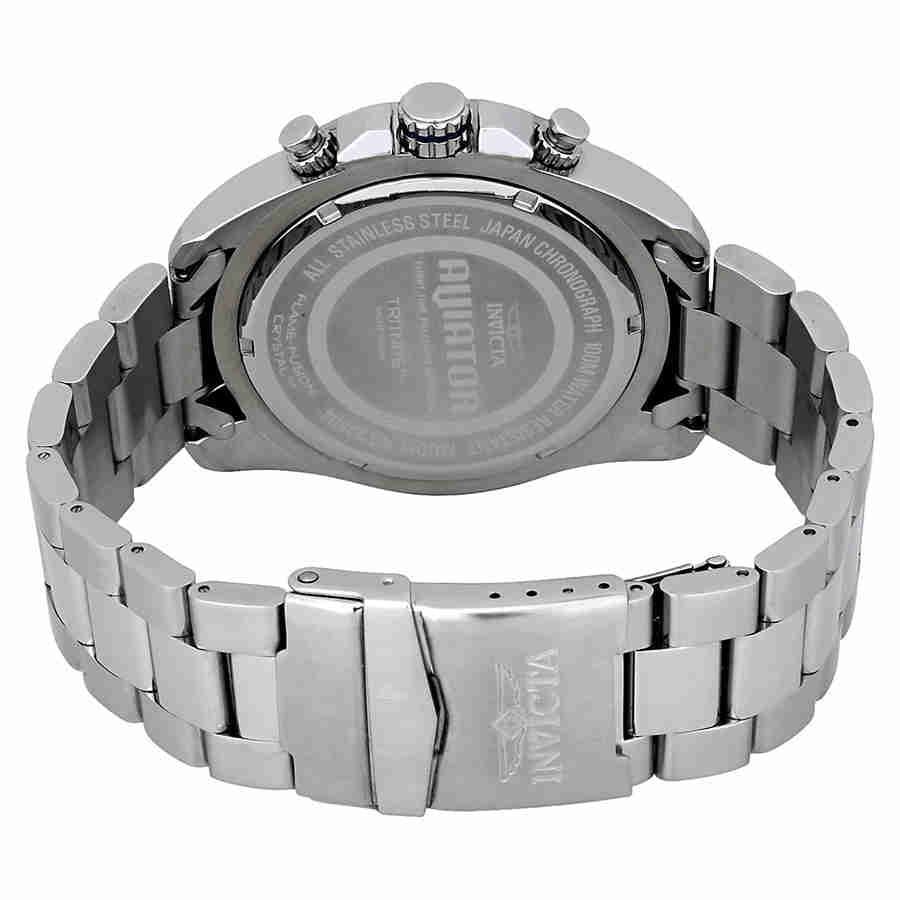 Invicta Men's 22804 Aviator Steel Bracelet & Case Quartz Blue Dial Analog  Watch