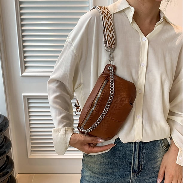 Cangurera Monedero Moda Cofre Bolsas Señoras PU Cuero Regalos para Amigos Marrón