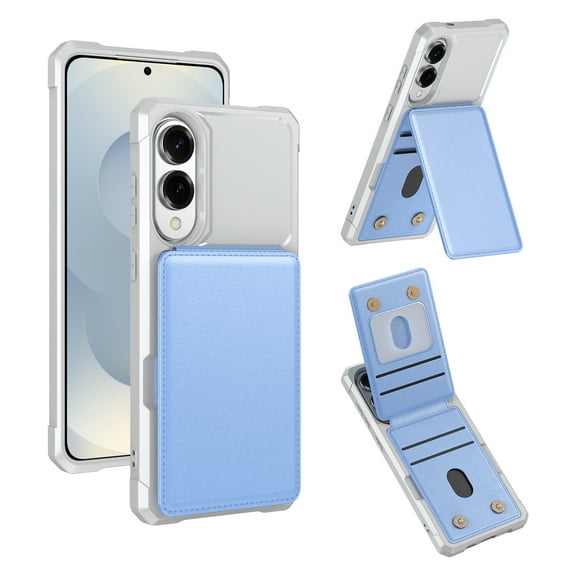 Dteck Wallet Case for Samsung Galaxy S25 edge,Shockproof Rubber Case Card Slots Wallet Flip Magnetic Leather Back Cover for Galaxy S25 edge, Blue