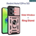 thumbnail image 2 of Funda Redmi Note 12 Pro 4G 5G 12S Case Carcasa Duro Ventana Deslizante Proteger La Cámara Soporte De Anillo Anti-huella Digital a prueba de choques, 2 of 4