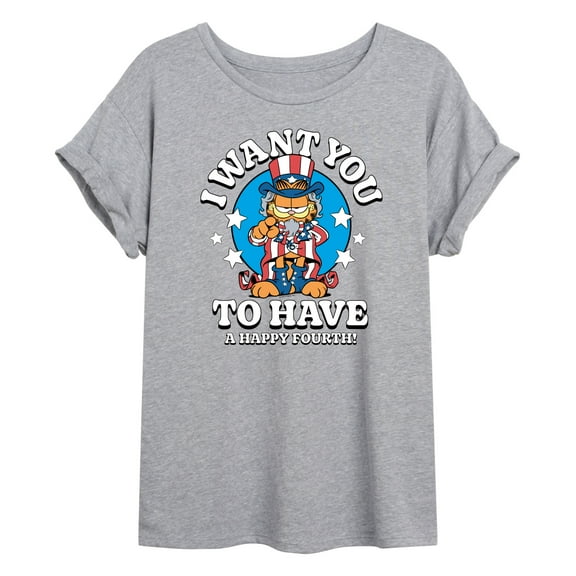 Garfield - Want You To Have A Happy Fourth - Juniors Ideal Flowy Muscle T-Shirt
