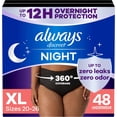 thumbnail image 2 of Always Discreet Night Women's Incontinence Underwear, Black, Maximum, XL, 48 Count, 2 of 8