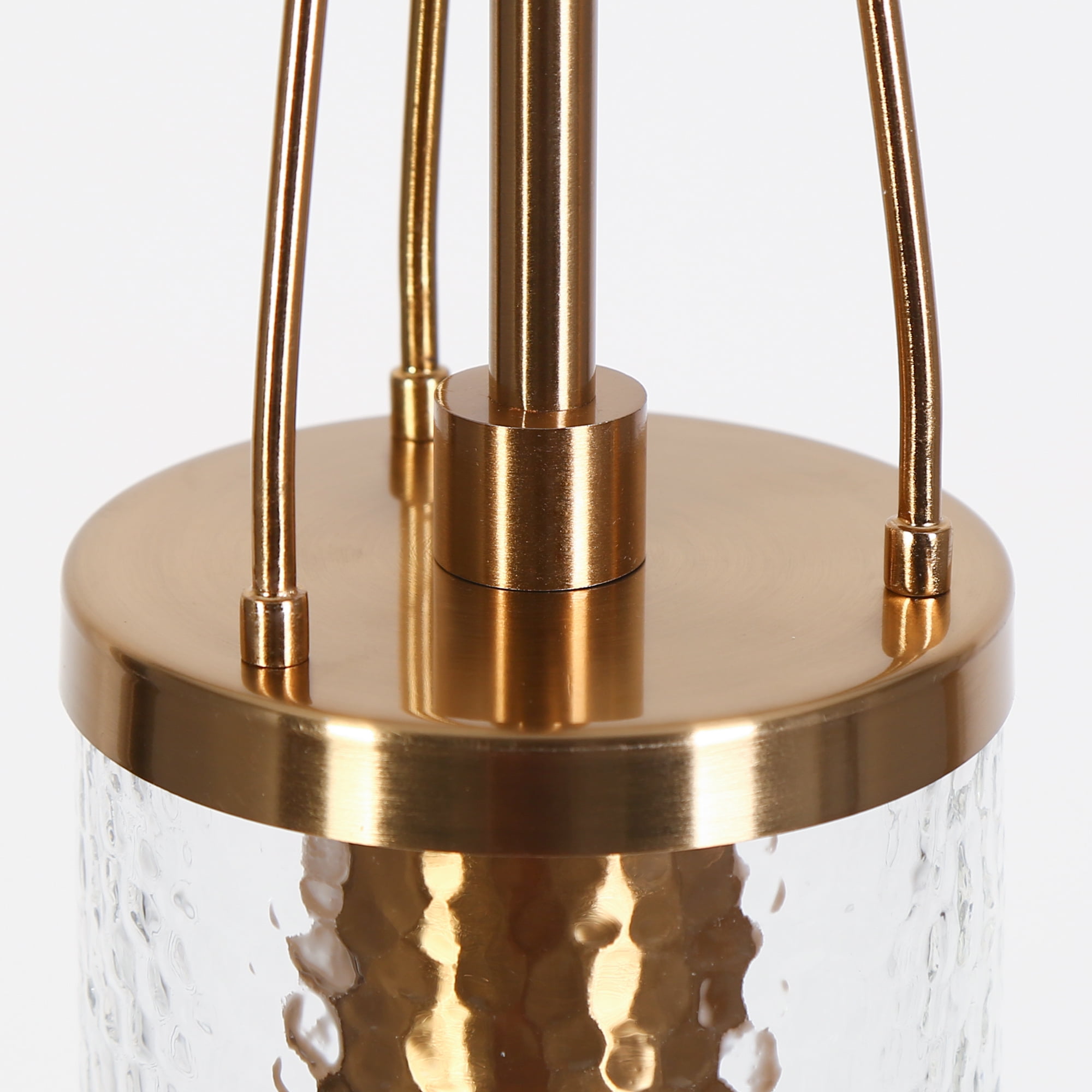 LNC Polished Dark Gold Modern Textured Glass Cylinder LED Mini Hanging Pendant Light