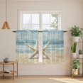 thumbnail image 3 of Boho Coastal Beach Kitchen Curtains, Vintage Ocean Wave Starfish Light Filtering Window Curtain Panels, 2Pcs Rod Pocket Window Treatments Set for Cabin Bathroom Bedroom 52x45 Inches, 3 of 9