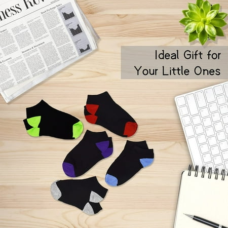 Boys Socks Girls Toddler Ankle Kids Socks 25 Pairs Black or White Socks Color Heel and Toe for 1-14 Years Children