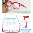 thumbnail image 4 of MARE AZZURO Square Reading Glasses 3.0 Women Trendy Large Readers 1.0 1.25 1.5 1.75 2.0 2.25 2.5 2.75 3.0 3.5 4.0 5.0 6.0 (Red, 3.00) Polycarbonate Lens, 4 of 7