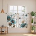 thumbnail image 2 of Teal Tulip Butterfly Kitchen Curtains 45 Inch Length, Beige Turquoise Floral Grey Wooden Tiers Curtains for Bathroom Bedroom Cafe, Light Filtering Small Window Treatment Drapes 2 Panels 42"Wx45"L, 2 of 8