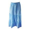 thumbnail image 5 of Dresses Plus Size Summer Plaid Multicolor A Line Cake Skirt Mid Length Pleated Checkered Dress Plus Size BU1 L, 5 of 5