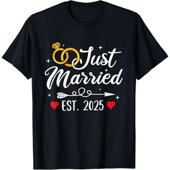 Premium Daily Comfort - Just Married 2025 Couples Matching Just Wedding T-Shirt