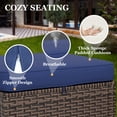 thumbnail image 5 of EAGLE PEAK Ocean Vista Set of 2 Patio Variated Brown Wicker Multipurpose Ottomans Outdoor Footrest Seat with Blue Cushions, 5 of 9