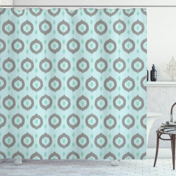 Ambesonne Seafoam Shower Curtain, Ikat Style Pattern, 69"Wx70"L, Seafoam Sea Green Taupe