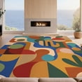 thumbnail image 2 of Design&I 5'x7' Ultra Soft Area Rug, Multicolor Abstract Geometric Art Bold Retro Shapes with Fluid Lines Design Fluffy Washable Non Shedding for Bedroom Living Room Home Office, 2 of 3