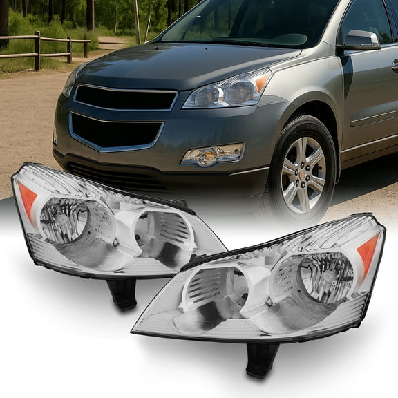 AKKON - Fits 2009 2010 2011 2012 Chevy Traverse Headlights Headlamps Direct Replacement Set