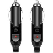Halokny 2 Pack Cigarette Lighter Adapter 12V Car Cigarette Lighter Replacement Cigar Male Plug, with 15A Fuse and LED