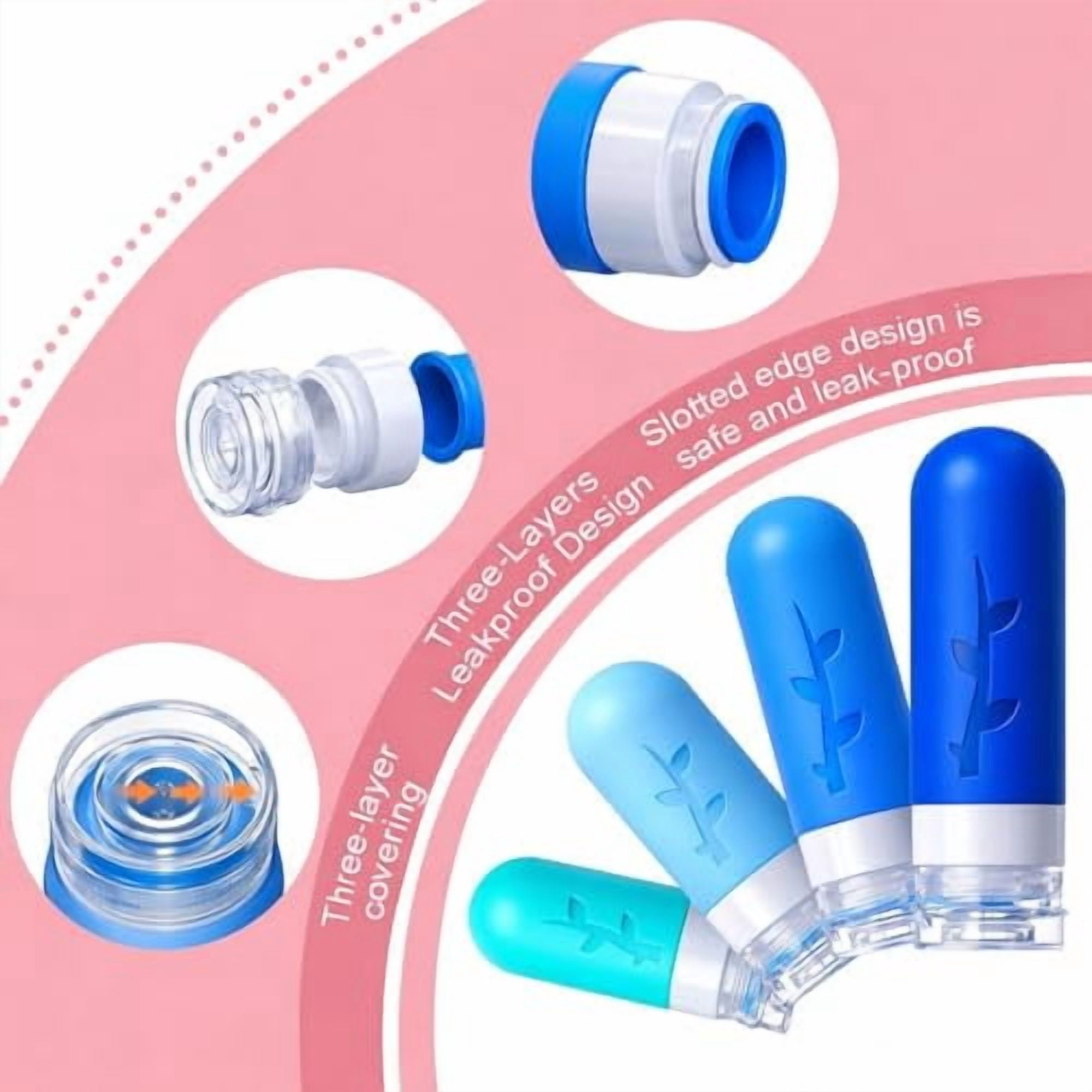 18pack Travel Bottles for Toiletries,TSA Approved Silicone Travel Containers jar for Toiletries,Leak Proof Refillable Liqus Shampoo And Conditioner Essentials toiletry Blue