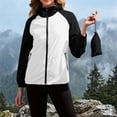 thumbnail image 2 of GUACER Colorblock Lightweight Hooded Windbreaker for Women with Storage Pouch, Packable Nylon Waterproof Zip-Up Jackets, 2 of 8