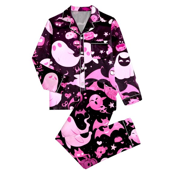 Halloween Pajamas Women Character Print Long Sleeve Top with Long Pants Matching Set Women Pajama Sets