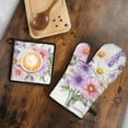 thumbnail image 5 of Pioneer Flower Kitchen Oven Mitt and Pot Holder Sets 2 Pcs for Baking, Cooking and Grilling, Heat Resistant Up To 392 °F, 5 of 7