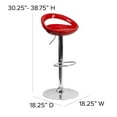 thumbnail image 5 of Flash Furniture Wilson 2 Pack Contemporary Red Plastic Adjustable Height Barstool with Rounded Cutout Back and Chrome Base, 5 of 14