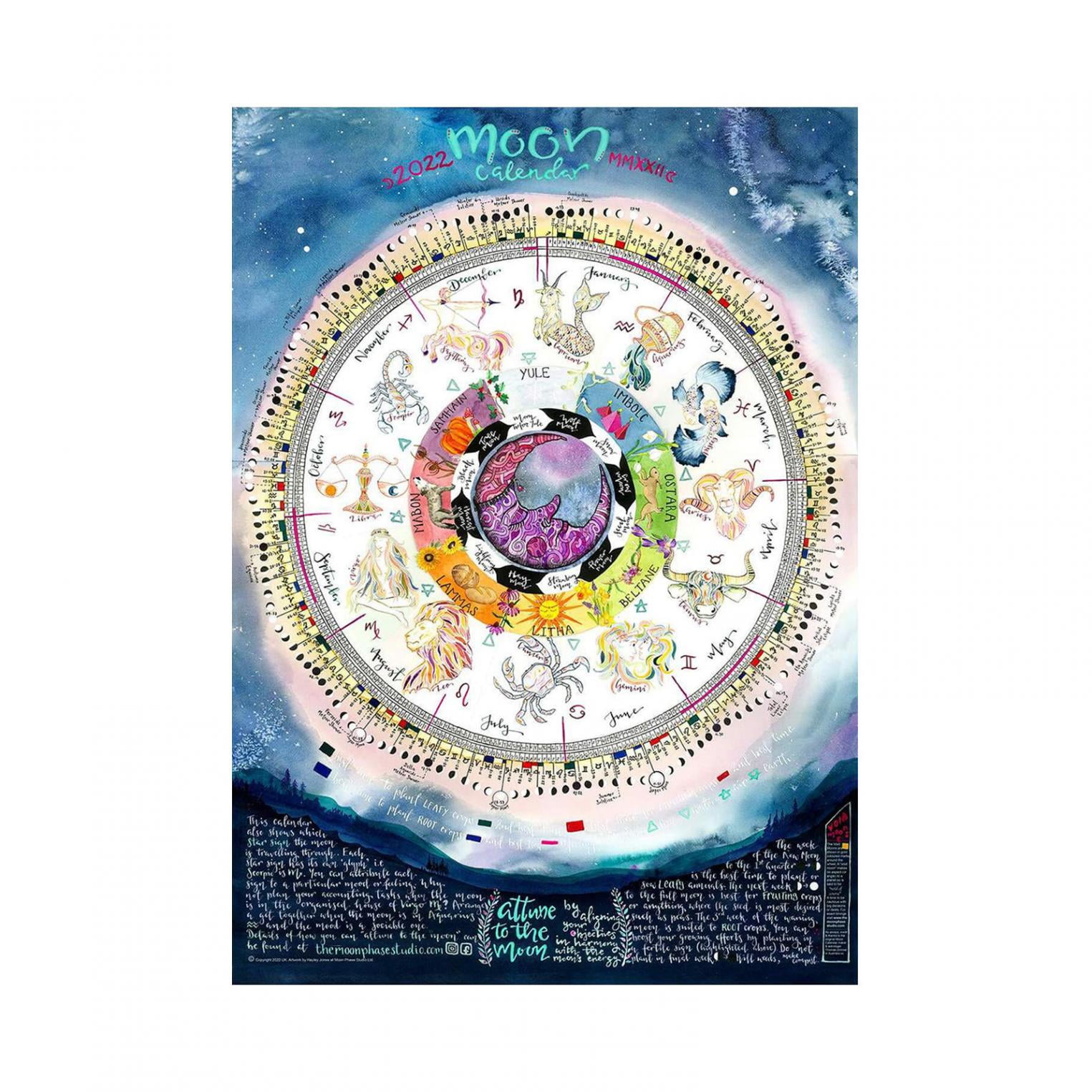 Tuscom Moon Turntable Calendar 2022 Moon Phases Calendar, Moon Astrology Symbol Wall Art Cloth Calendar Decoration, Hanging Calendar Pendant for Home ...