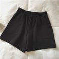 thumbnail image 4 of Summer Cotton Shorts for Women Solid Color Elastic Waist Casual Loose Comfy Wide Leg Lounge Short Pants with Pockets, 4 of 7