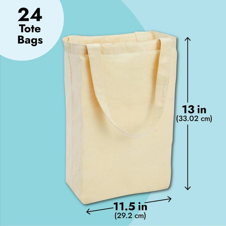 Set of 24 Bulk Blank Cotton Canvas Tote Bags for Women, DIY, Arts and  Crafts Projects, Reusable Shopping Bags for Groceries, Supplies, Cloth Gift  Bags, 13x11.5 in 