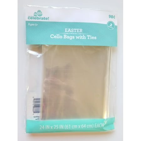 Way To Celebrate Easter Cello Bags with Twist Ties, Clear, 2 Pieces