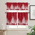 thumbnail image 2 of Winter White Elk Kitchen Curtains and Valances Set, Christmas Tree Snowflake Red Background Rod Pocket Window Valance Window Curtain Panels for Living Room Bedroom Laundry, 27.5x24in, 3 Pieces, 2 of 7