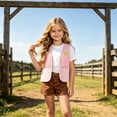 thumbnail image 2 of GiLiling ﻿Toddler Boys and Girls Fringed Western Cowboy Faux Suede Vest Open Front Sleeveless Tassel Hem Waistcoat (Pink, 13-14 Years), 2 of 7